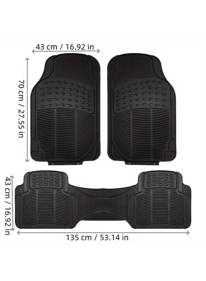 3Pcs All Weather Car Floor Mats Set Durable PVC Non Slip Front Rear Seat Rubber Pads - Image 3